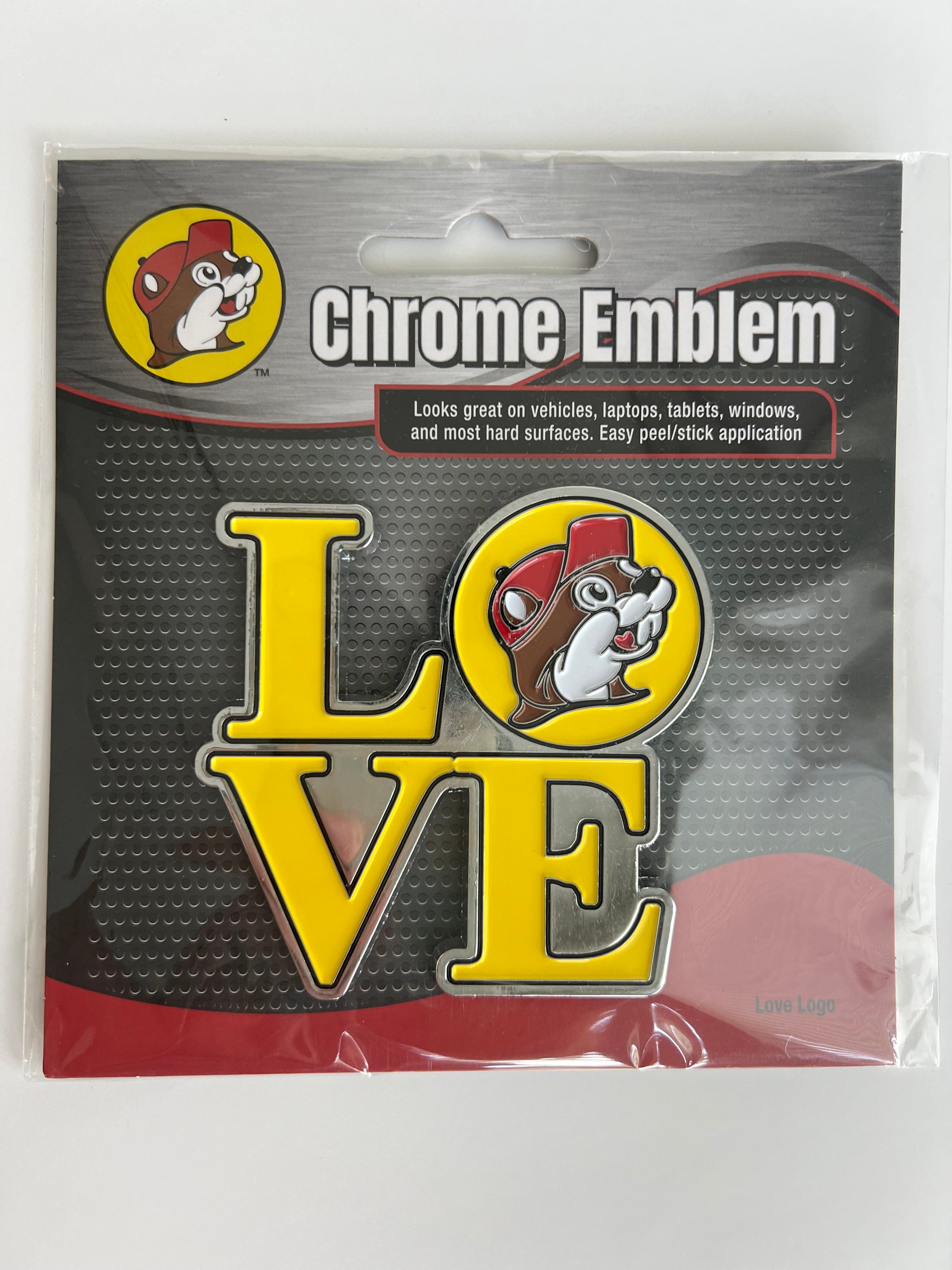 Buc-ee's Love Logo Chrome Emblem